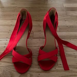 Satin Red Sezane strapy sandals
